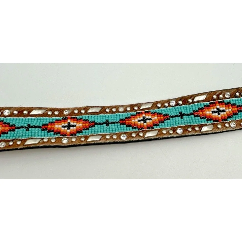 Ariat Western Belt Girls Unisex 22 Native Beaded Cow Hair Leather A1302602 27